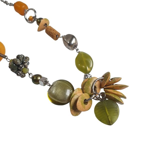 Mixed Medium Beaded Boho Silver Tone Metal Women Fashion Necklace 23" Length - Picture 2 of 6